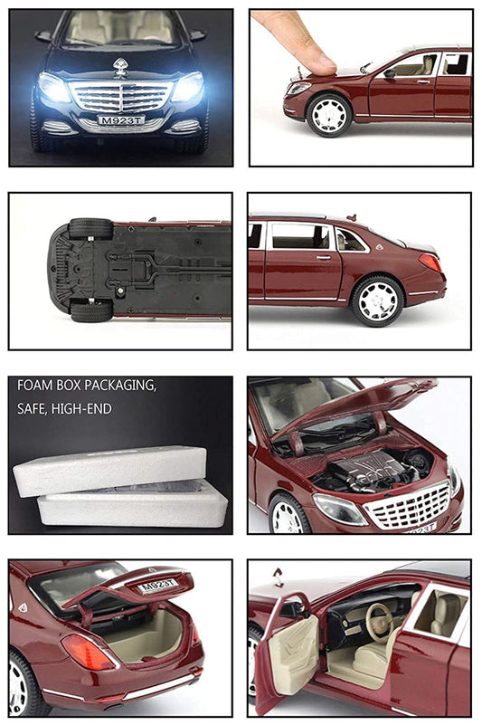 1:32 Scale Exclusive Alloy Metal Pull Back Die-cast Car Model with Sound Light Mini Auto Toy for Kids Metal Model Toy Car with Sound and Light? (Maybach S 600 Limousine - Multi-1)