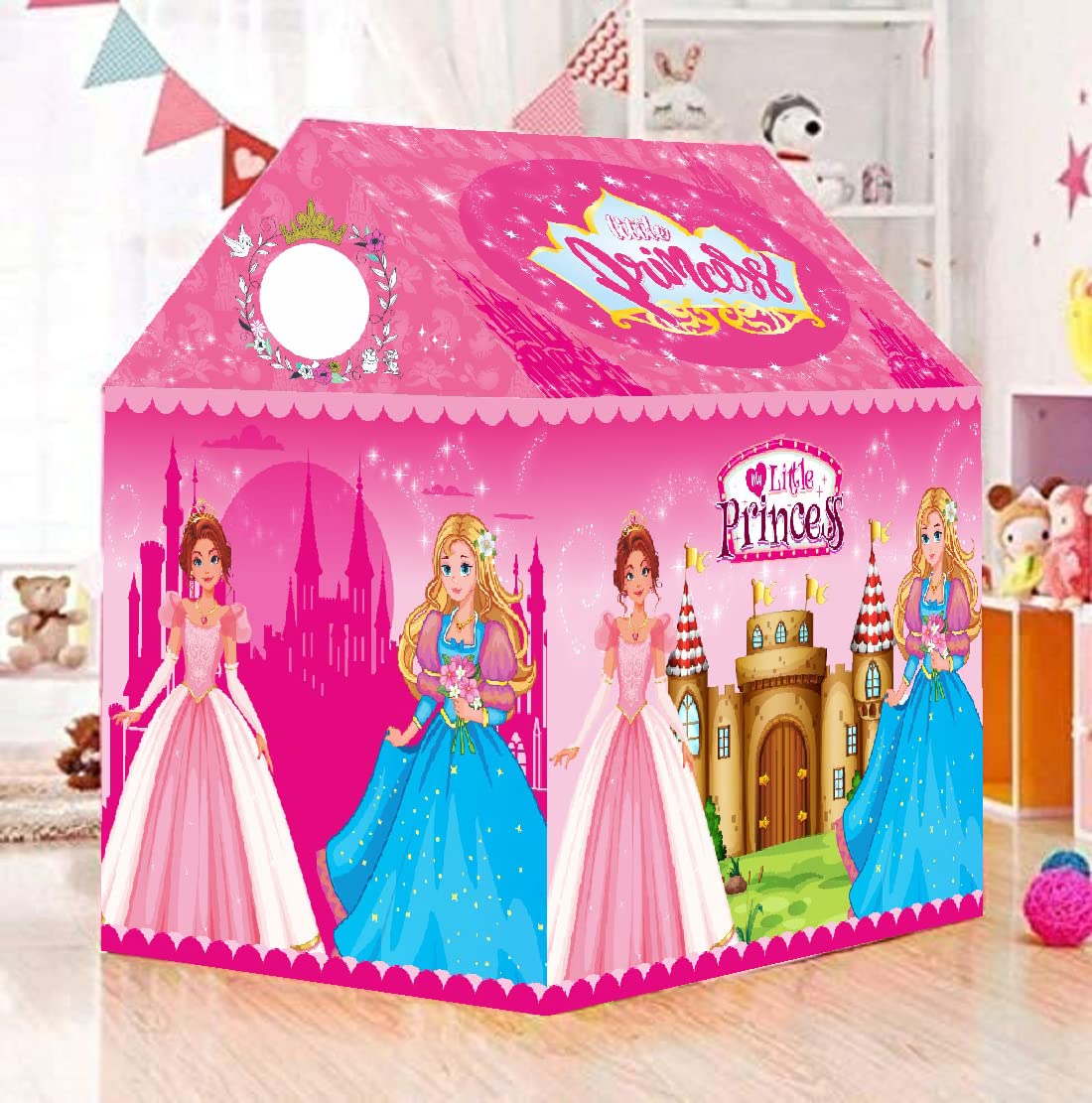 Jumbo Size Extremely Light Weight, Water & fire Proof Princess Theme Theme Tent House for Kid 10 Year Old Girls- Multi Color
