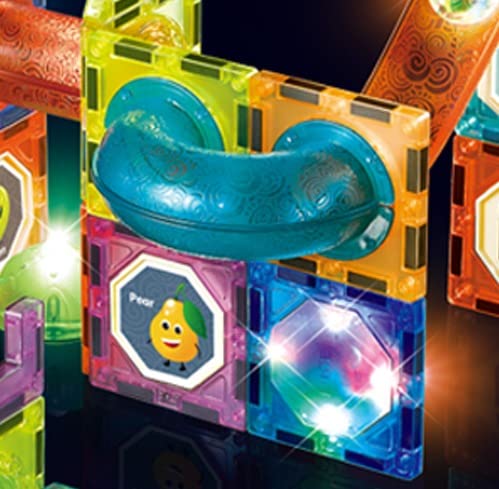 Light Magnetic Tiles Building Blocks for Kids (40 Pc) | 3D Clear STEM Educational Toys| Magnetic Marble Run for Boys & Girls 3 4 5 6 7 8 9+ | Creative Gift, 40 Pieces