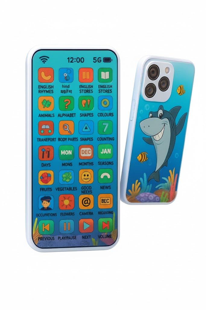 Educational Phone Toy for 2-12 Years Kids Rechargeable 24 Modes Talking Baby Smart Phone Mobile Toy for Boys Girls Christmas Gift Birthday Surprise