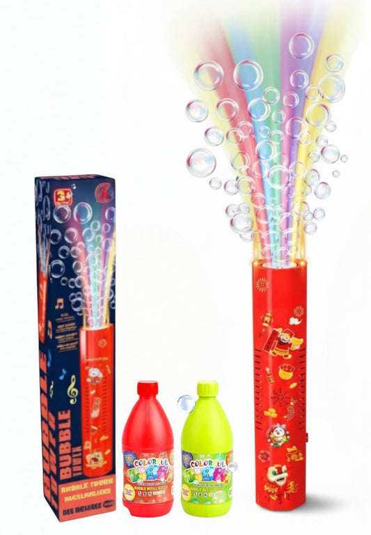 Automatic LED Bubble Machine for Kids with Bubble Liquid Refills, Rechargeable Bubble Blower Toy with Lights & Music,Party, Birthday & Outdoor Fun (Includes 1 Bubble Solution Bottles)
