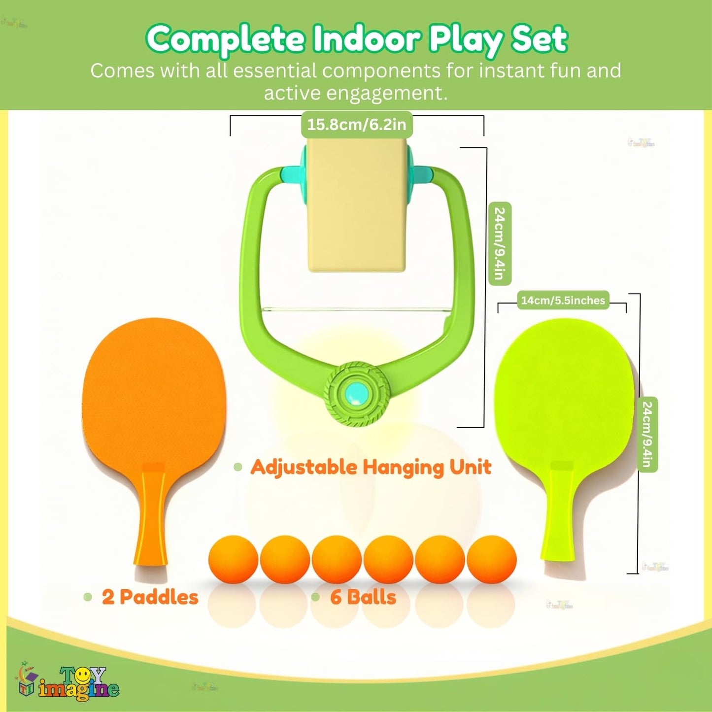 Door Hanging Table Tennis Trainer for Kids | Indoor Ping Pong Game Set with 2 Rackets and 5 Balls | Fun Sports Toy for Boys and Girls Ages 5 Plus | Safe Non-Toxic Indoor Play Activity
