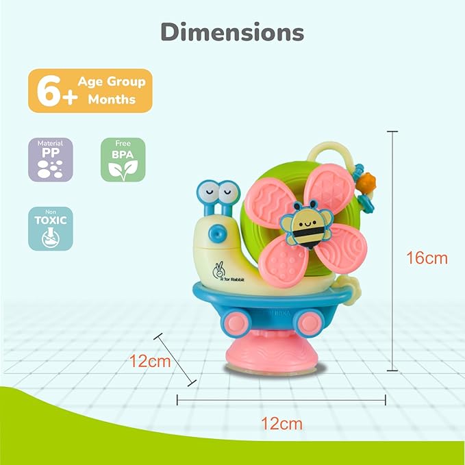 Orapple Spinster Toy for Baby 5-in-1 Suction Spinner, Rattle, Friction Car, Windmill & Sensory Play | BPA-Free, Safe & Durable | Interactive Learning Toys for 6+ Months Kids (Blue Cream)