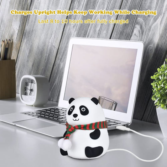 Rechargeable Silicone Panda Night Light for Kids | 7-Color LED Changing Lamp |Adorable Room Decor & Gift for Toddlers, Teens, & Valentine's Day Present|Soft BPA-Free Nightlight| Multicolour