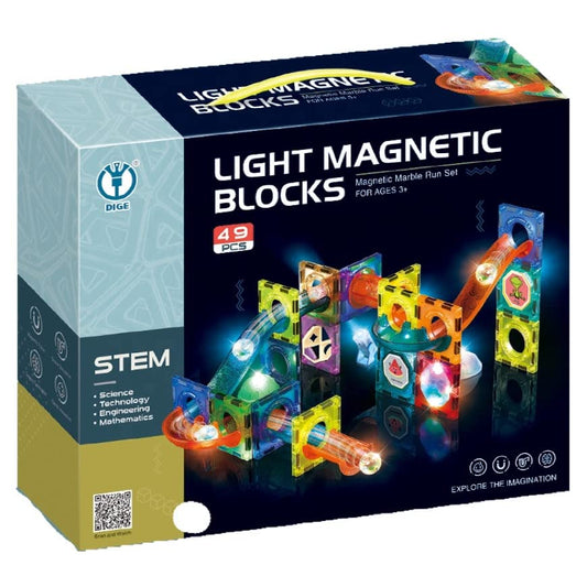Light Magnetic Tiles Building Blocks for Kids (40 Pc) | 3D Clear STEM Educational Toys| Magnetic Marble Run for Boys & Girls 3 4 5 6 7 8 9+ | Creative Gift, 40 Pieces