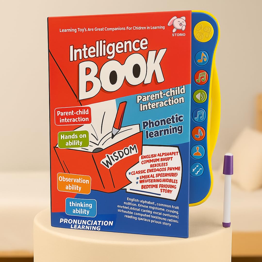 Intelligence Book | Interactive -Musical English Educational Phonetic Learning for 3 + Year Kids|Toddlers|Educational ABC and 123 E-Learning Kids Electronic Activity