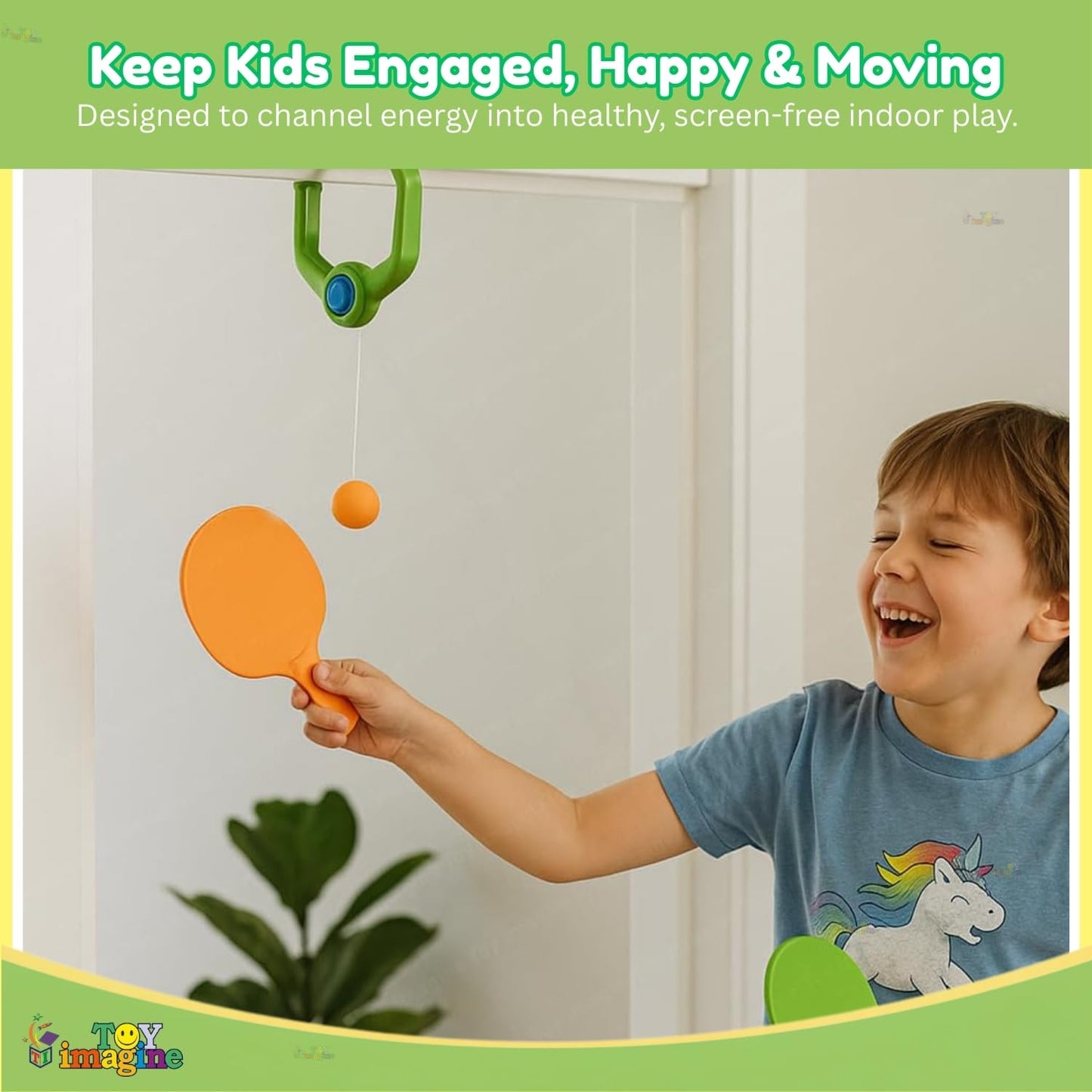 Door Hanging Table Tennis Trainer for Kids | Indoor Ping Pong Game Set with 2 Rackets and 5 Balls | Fun Sports Toy for Boys and Girls Ages 5 Plus | Safe Non-Toxic Indoor Play Activity