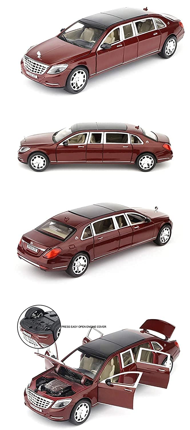 1:32 Scale Exclusive Alloy Metal Pull Back Die-cast Car Model with Sound Light Mini Auto Toy for Kids Metal Model Toy Car with Sound and Light? (Maybach S 600 Limousine - Multi-1)