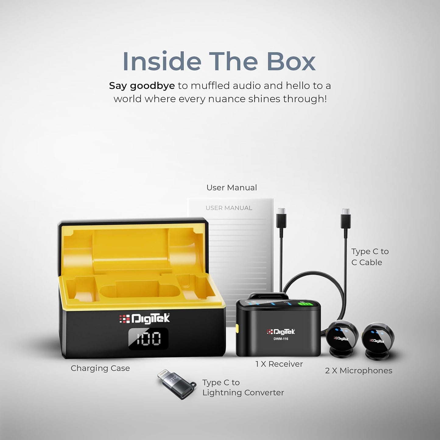 Digitek DWM-116 Mic Wireless with Type-C & Lightning