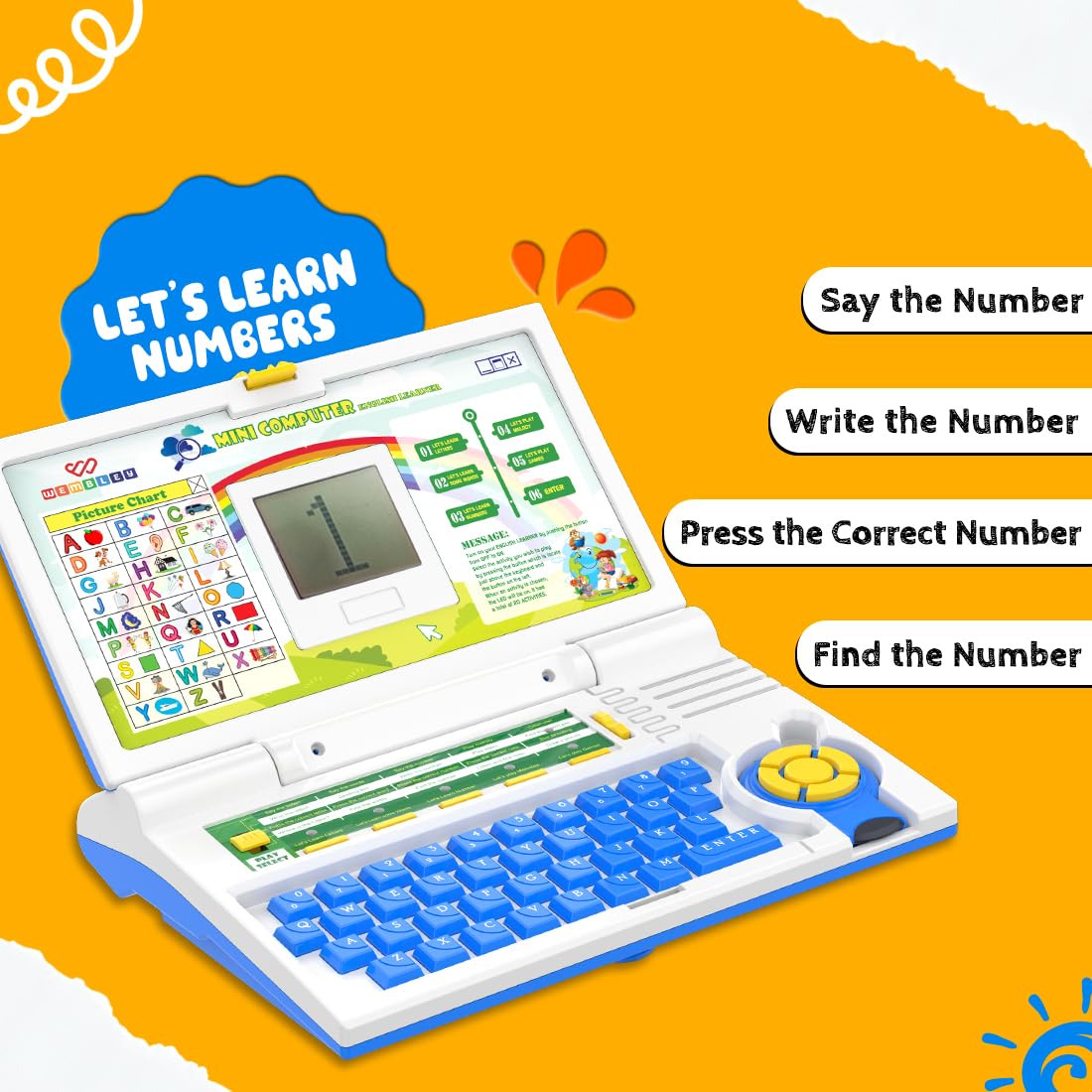 Educational Kids Laptop Learning Toy for 2-5 Years Boys Girls Computer Toys for 3 Years Fun Activity Learning Alphabet,Letter,Words,Games,Mathematics,Music,Logic Memory Tool - Blue
