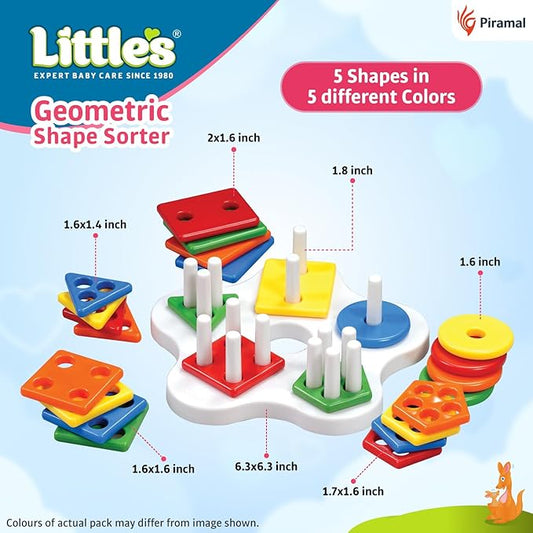Geometric Shape Sorter | 25 Pieces with 5 Shapes & Colors | Enhances Sensory Development