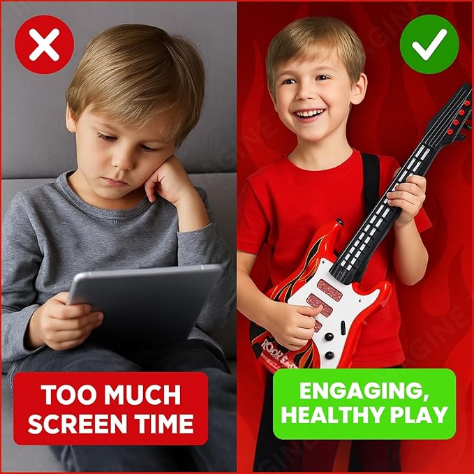 17" Toy Guitar for Kids with Music, Light & Nylon Strings | Musical Instrument Toy for 2–10 Years Boys & Girls | Beginner Kids Guitar for Musical Engagement & Early Learning