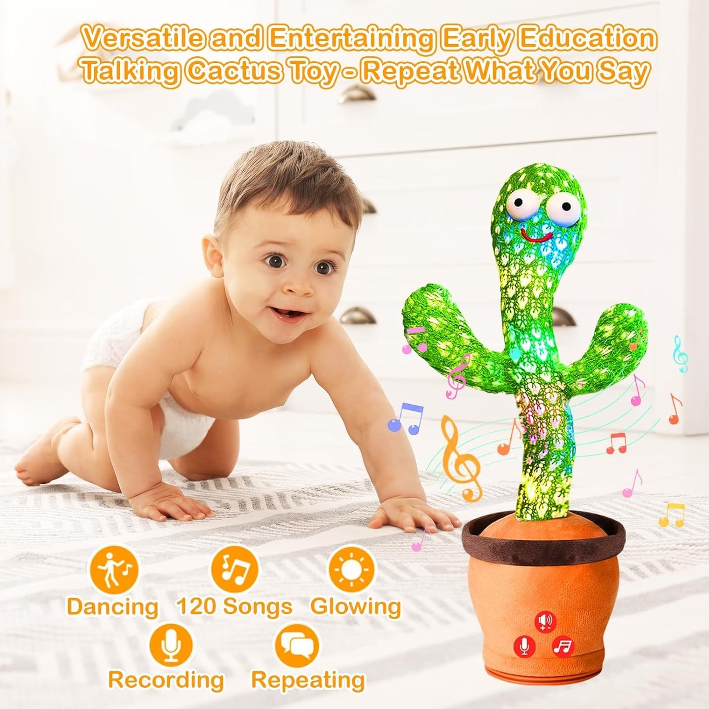 Talking Cactus Baby Toys for Kids Dancing Cactus Toys Can Sing Wriggle & Singing Recording Repeat What You Say Funny Education Toys for Children Playing Home Decor for Kids