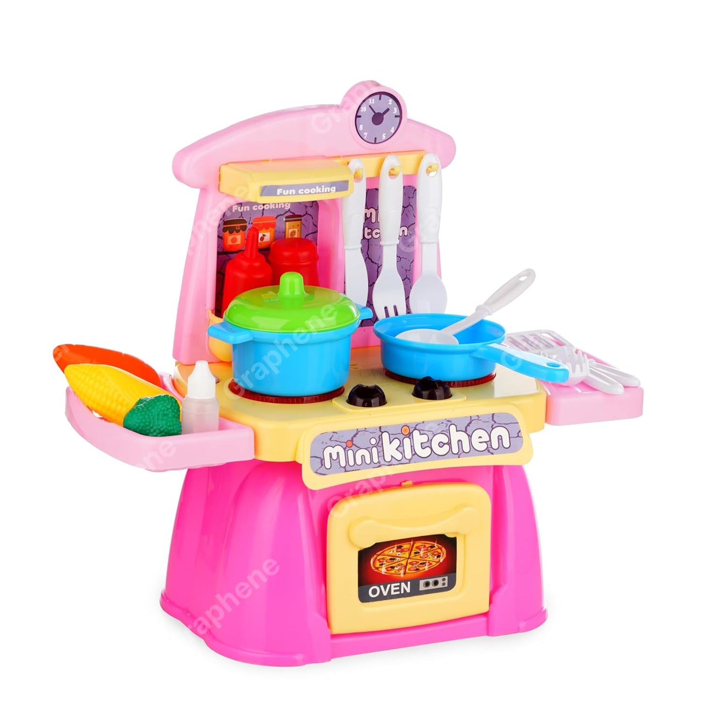 26 Pcs Mini Kitchen Play Set Realistic Sound Light,Smoke,Play Food, Cooking Stove with Steam for Toddlers Chef Role Play Toy Kitchen Accessories Set for Kids