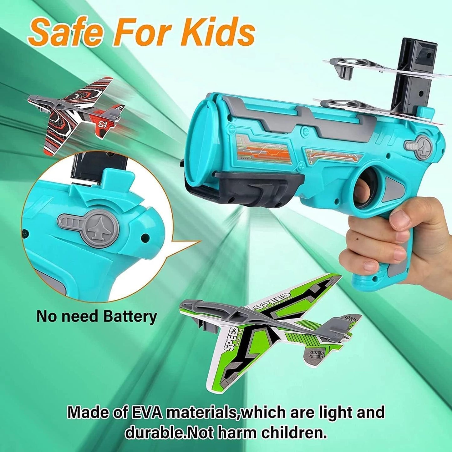 Graphene Airplane Launcher Gun Flying Aeroplanes Toys for Boys Safe & Fun Shooting Guns for Kids 4 Paper Foam Gliders Air Battle Pistol Toy Gun Catapult Aircraft Ideal for Kids 3 4 5 6 7 8 Years