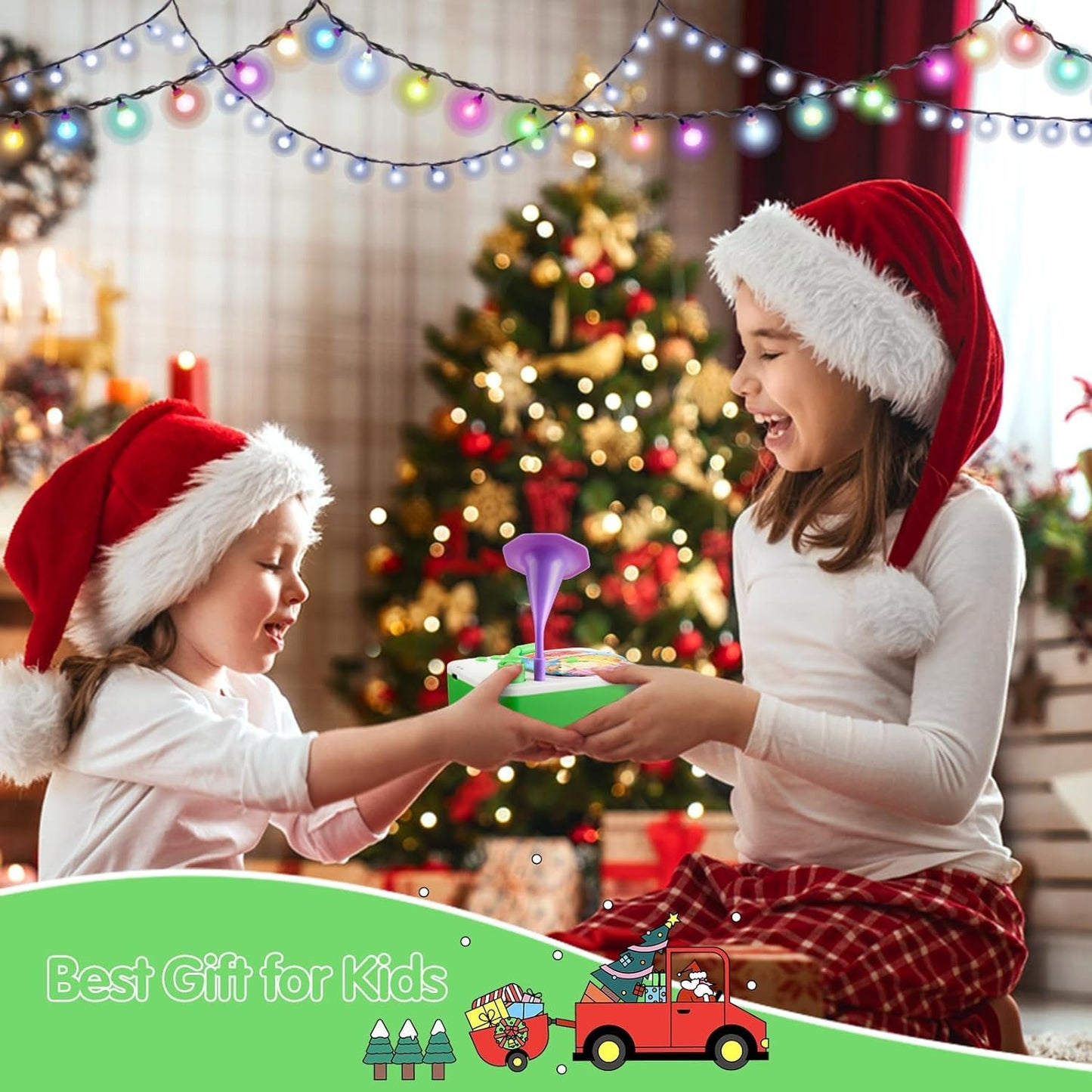 Kids Gramophone with 95 Cards, Children's Phonograph Story Music Player Gift Boys Girls,Toddler Toys Early Childhood Educational Toy Gift Birthday 3-6 Years Old - Multicolor