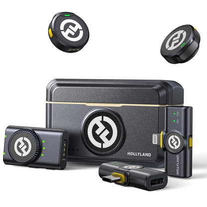 Hollyland Lark M2 Wireless Microphone for iPhone/Camera/Android/PC, 48kHz/24-bit High Fidelity Audio, 300m Range, Noise Cancelling, 40h Use, YouTube, Vlog, Streaming (2TX + 3RX + Charging Case)