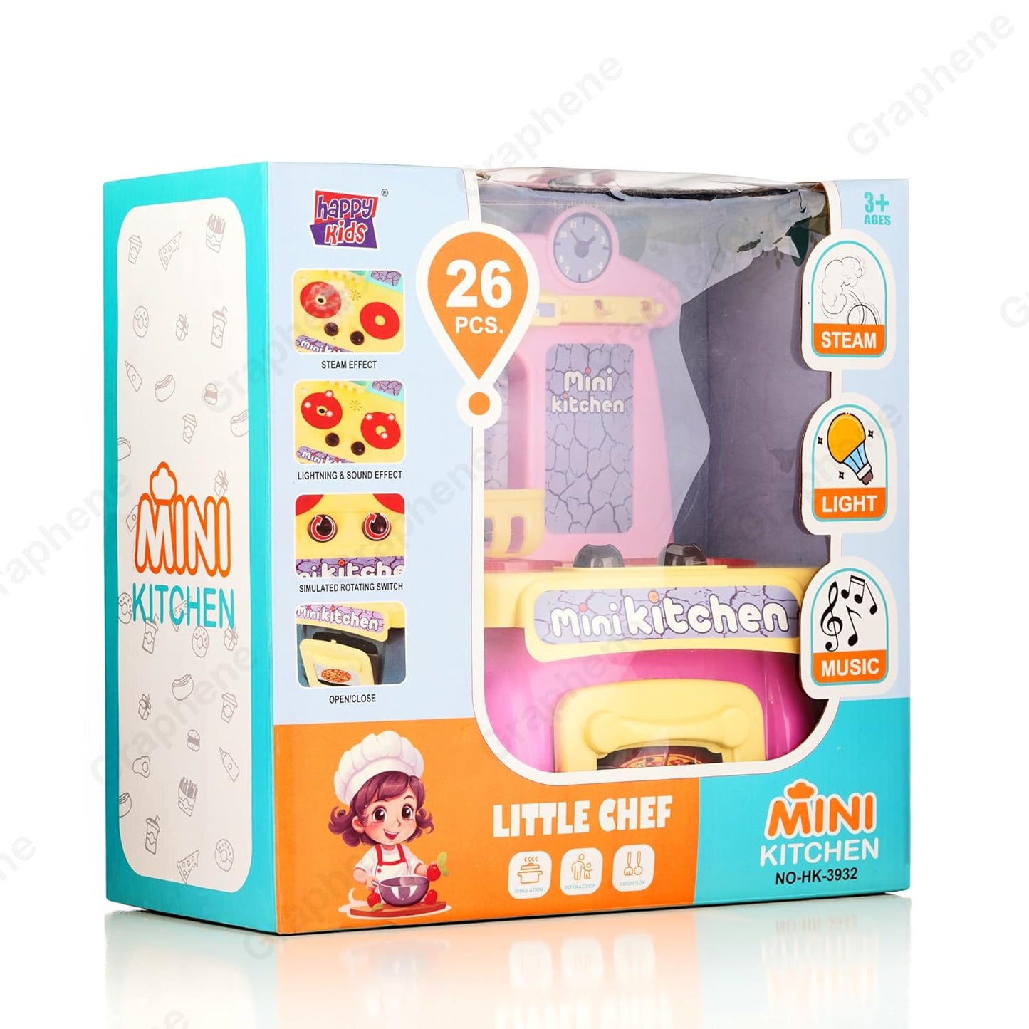 26 Pcs Mini Kitchen Play Set Realistic Sound Light,Smoke,Play Food, Cooking Stove with Steam for Toddlers Chef Role Play Toy Kitchen Accessories Set for Kids