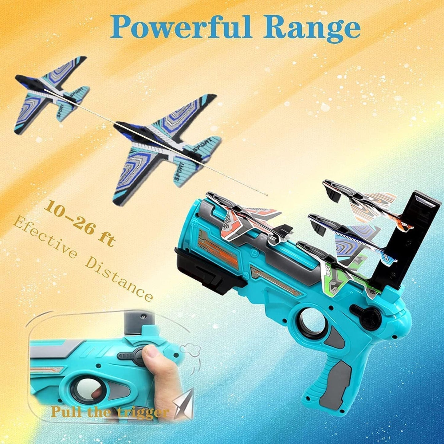 Graphene Airplane Launcher Gun Flying Aeroplanes Toys for Boys Safe & Fun Shooting Guns for Kids 4 Paper Foam Gliders Air Battle Pistol Toy Gun Catapult Aircraft Ideal for Kids 3 4 5 6 7 8 Years
