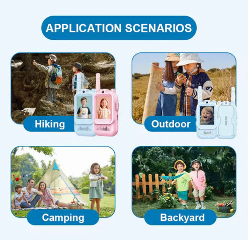 Video Walkie Talkies for Kids, Handheld 2 Pack Rechargeable Video Intercom Kids Walkies Talkies, Indoor Outdoor Toys for Family Games, Outside, Camping, Hiking for Boys Girls Ages 3-12 (Blue/Pink)